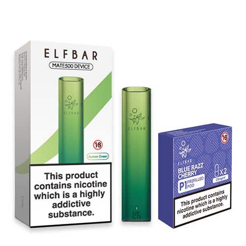 Elf Bar Mate 500 Pod Starter Kit with P1 E-Liquid Pods - Aurora Green