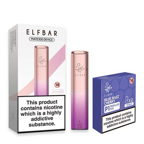 Elf Bar Mate 500 Pod Starter Kit with P1 E-Liquid Pods - Aurora Pink