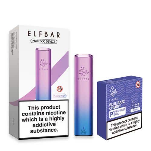 Elf Bar Mate 500 Pod Starter Kit with P1 E-Liquid Pods - Aurora Purple