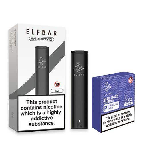 Elf Bar Mate 500 Pod Starter Kit with P1 E-Liquid Pods - Black